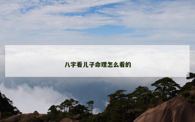 八字看儿子命理怎么看的
