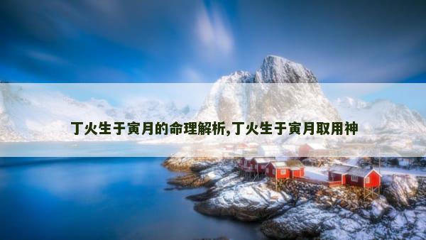 丁火生于寅月的命理解析,丁火生于寅月取用神