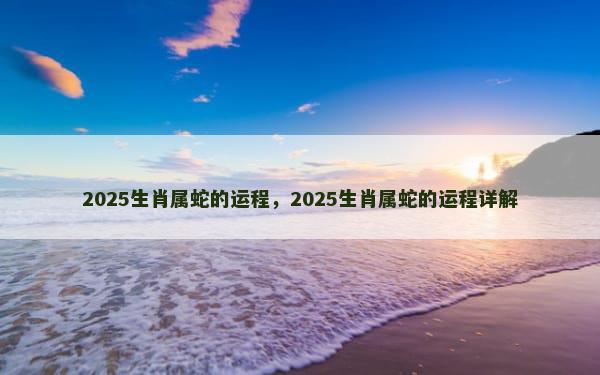 2025生肖属蛇的运程，2025生肖属蛇的运程详解