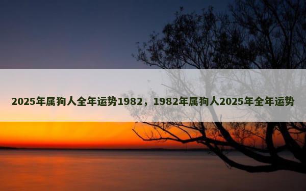 2025年属狗人全年运势1982，1982年属狗人2025年全年运势