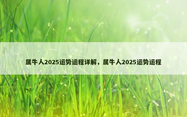 属牛人2025运势运程详解，属牛人2025运势运程