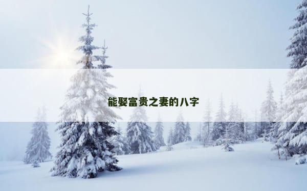 能娶富贵之妻的八字