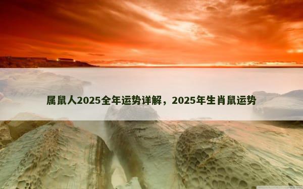 属鼠人2025全年运势详解，2025年生肖鼠运势