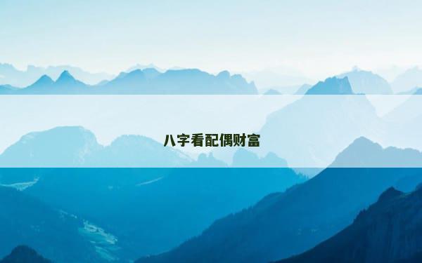八字看配偶财富