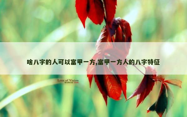 啥八字的人可以富甲一方,富甲一方人的八字特征