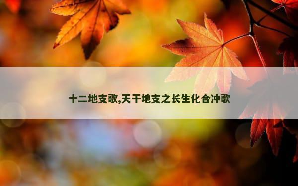 十二地支歌,天干地支之长生化合冲歌