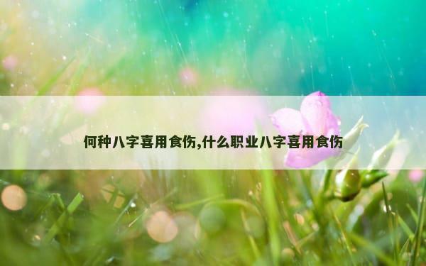何种八字喜用食伤,什么职业八字喜用食伤