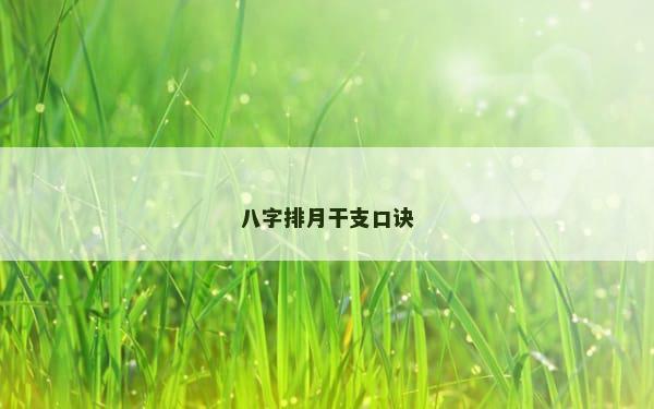 八字排月干支口诀