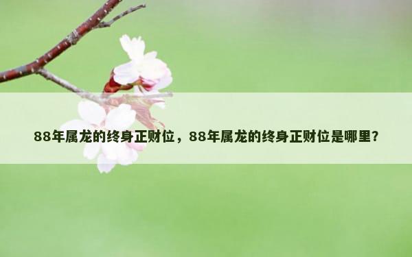 88年属龙的终身正财位，88年属龙的终身正财位是哪里？