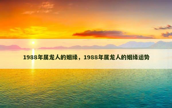 1988年属龙人的姻缘，1988年属龙人的姻缘运势
