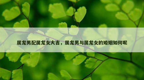 属龙男配属龙女大吉，属龙男与属龙女的婚姻如何呢