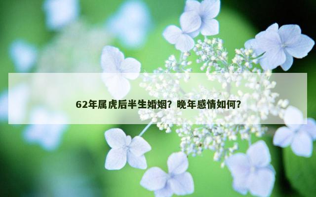 62年属虎后半生婚姻？晚年感情如何？