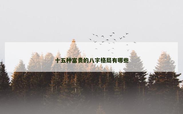 十五种富贵的八字格局有哪些