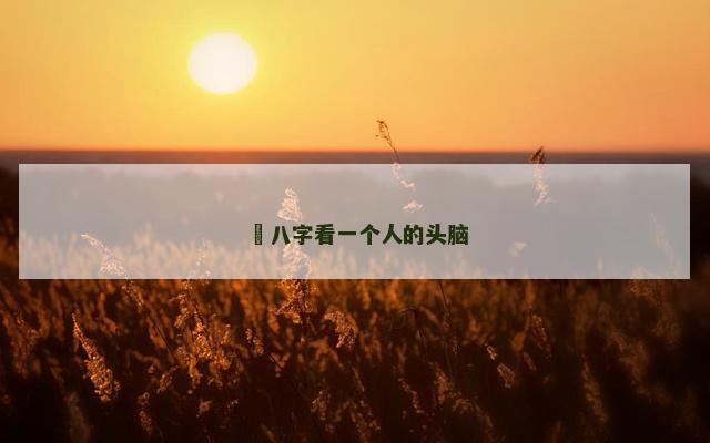 ​八字看一个人的头脑