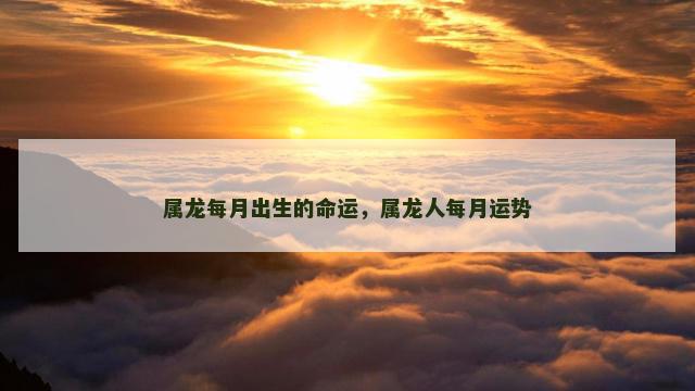 属龙每月出生的命运，属龙人每月运势