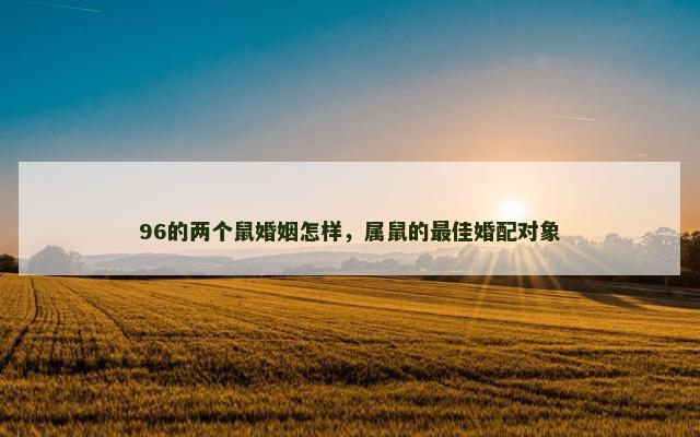 96的两个鼠婚姻怎样，属鼠的最佳婚配对象