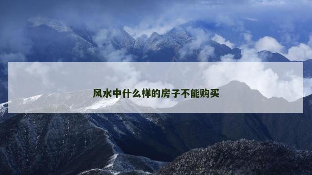 风水中什么样的房子不能购买