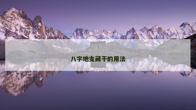 八字地支藏干的用法