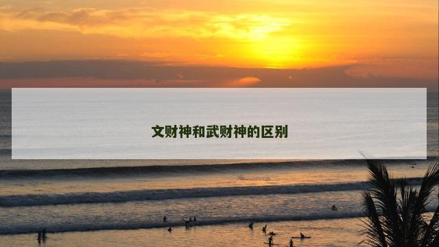 文财神和武财神的区别
