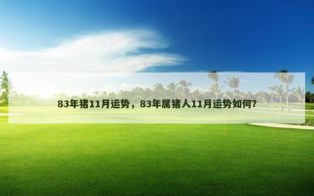 83年猪11月运势，83年属猪人11月运势如何？