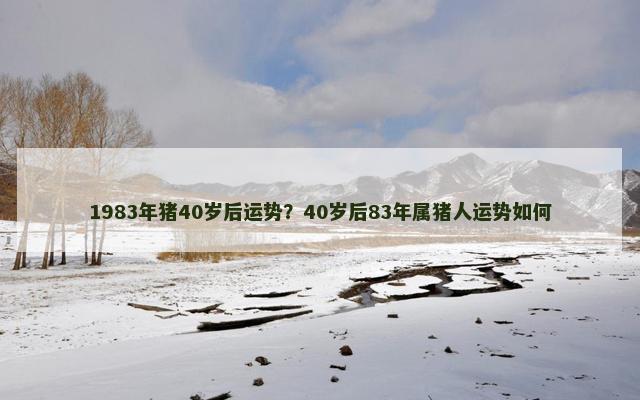 1983年猪40岁后运势？40岁后83年属猪人运势如何