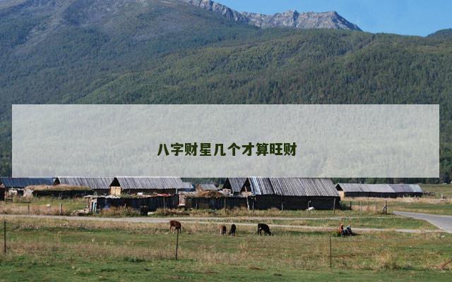 八字财星几个才算旺财