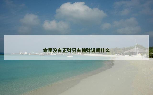 命里没有正财只有偏财说明什么