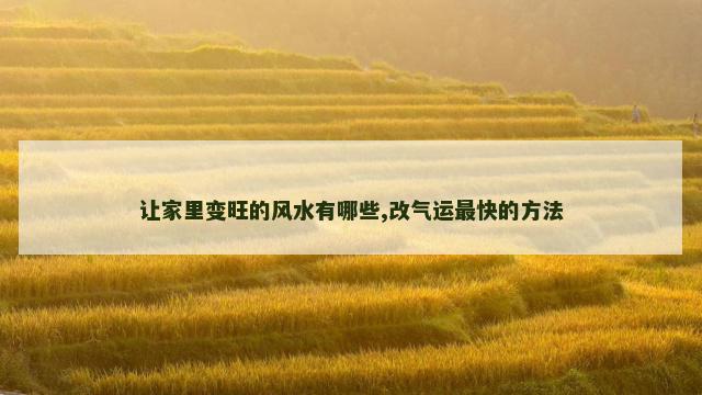 让家里变旺的风水有哪些,改气运最快的方法
