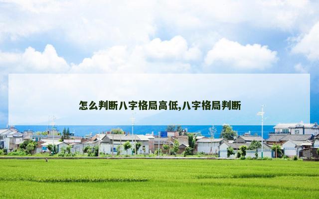 怎么判断八字格局高低,八字格局判断