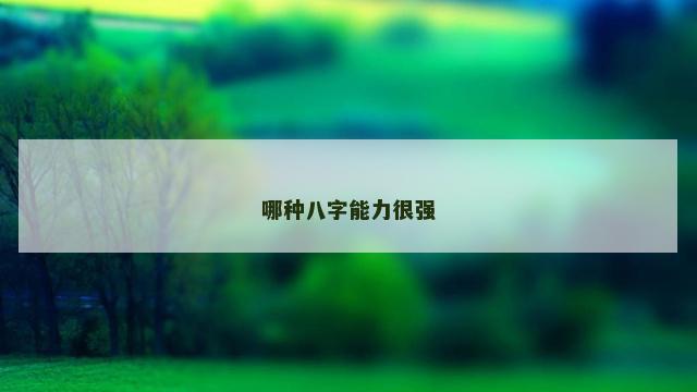 哪种八字能力很强