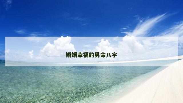 婚姻幸福的男命八字