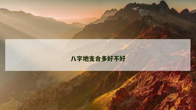 八字地支合多好不好