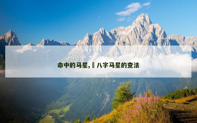 命中的马星,​八字马星的查法