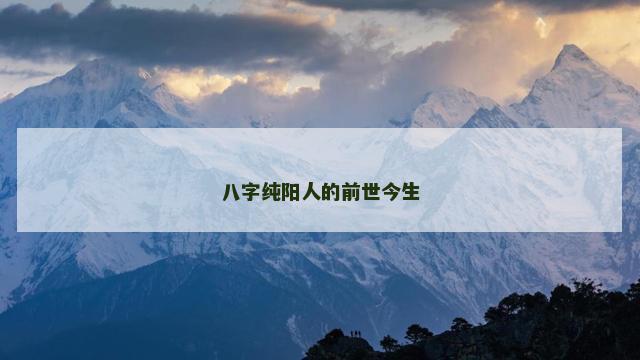 八字纯阳人的前世今生