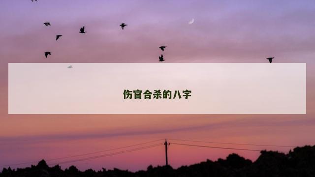 伤官合杀的八字