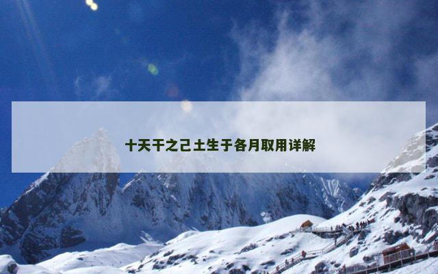 十天干之己土生于各月取用详解