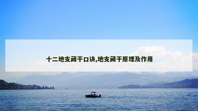 十二地支藏干口诀,地支藏干原理及作用