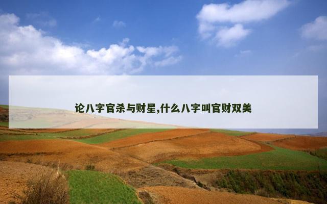论八字官杀与财星,什么八字叫官财双美