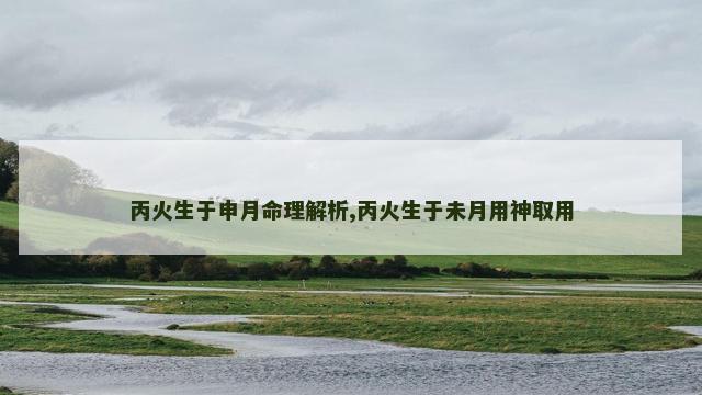 丙火生于申月命理解析,丙火生于未月用神取用