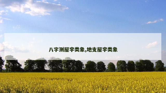 八字测屋宇类象,地支屋宇类象