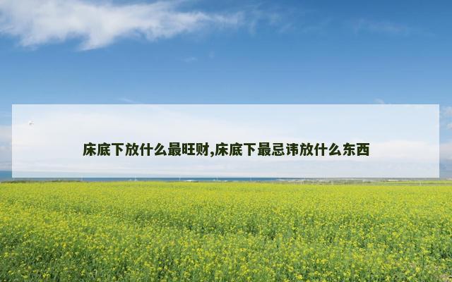 床底下放什么最旺财,床底下最忌讳放什么东西