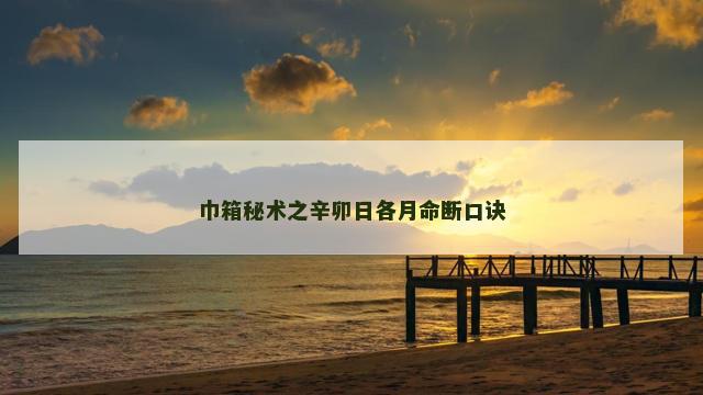 巾箱秘术之辛卯日各月命断口诀
