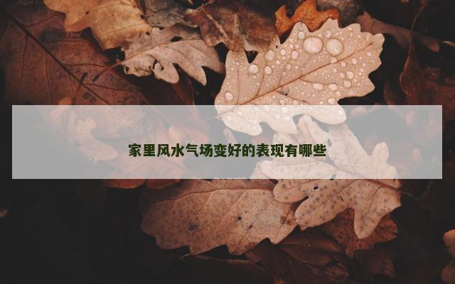 家里风水气场变好的表现有哪些