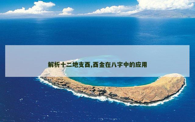 解析十二地支酉,酉金在八字中的应用