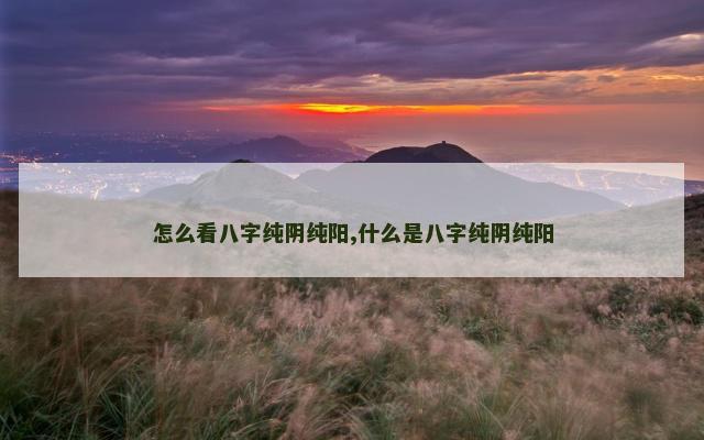 怎么看八字纯阴纯阳,什么是八字纯阴纯阳