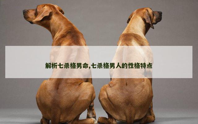 解析七杀格男命,七杀格男人的性格特点