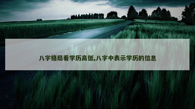 八字格局看学历高低,八字中表示学历的信息