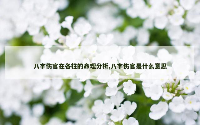 八字伤官在各柱的命理分析,八字伤官是什么意思