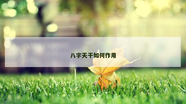 八字天干如何作用