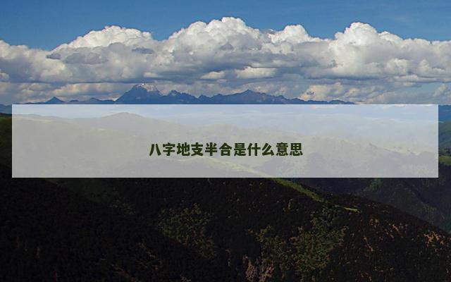 八字地支半合是什么意思